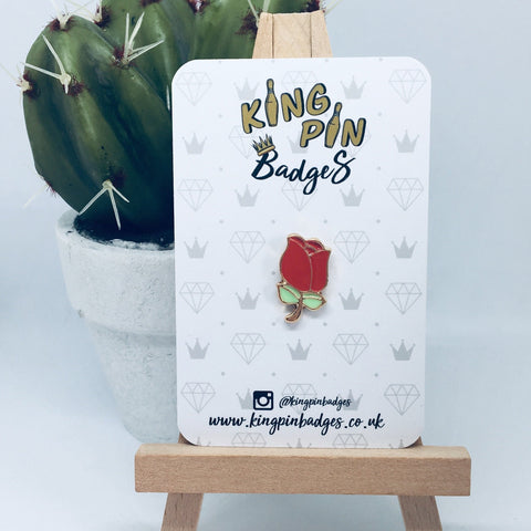 RED ROSE Enamel Pin Badge