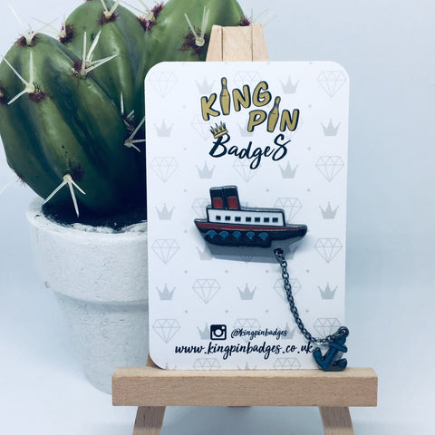 BOAT & ANCHOR Enamel Pin Badge