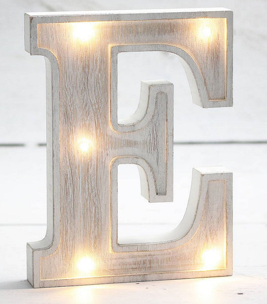 Wooden White Washed LED Letter Lights
