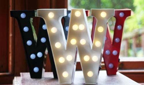 Metal W LED Letter Light