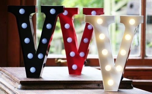 Metal V LED Letter Light