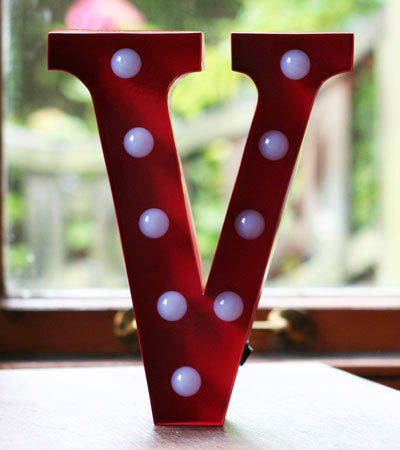 Metal V LED Letter Light