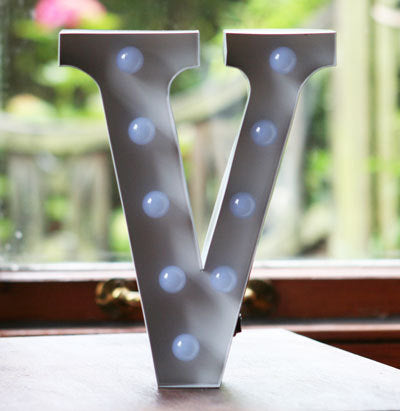 Metal V LED Letter Light