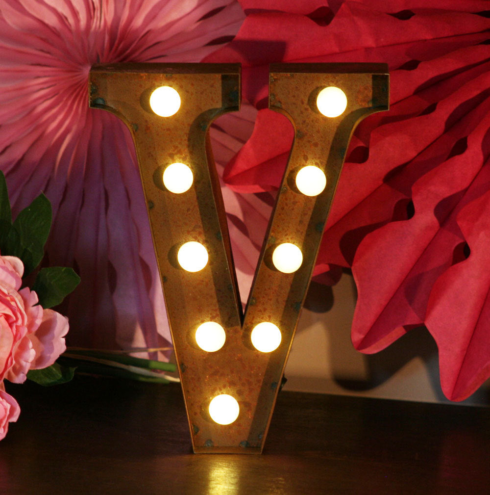 Metal V LED Letter Light